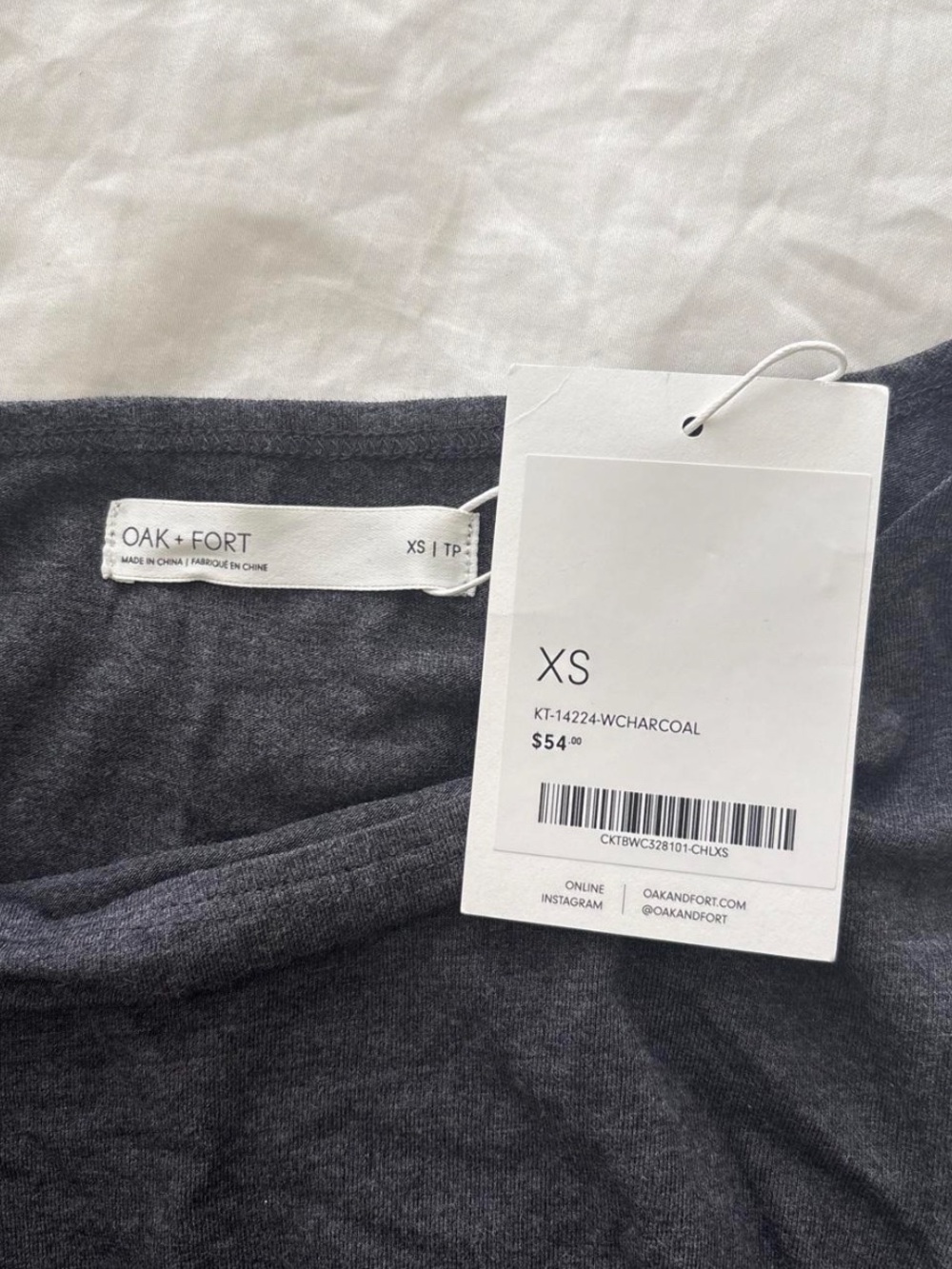 OAK + FORT Charcoal Ruched Sleeveless Tank - Picture 3 of 5